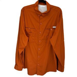 Columbia PFG Vented Omni-Shade Long Sleeve Button-Up Shirt XL Burnt Orange